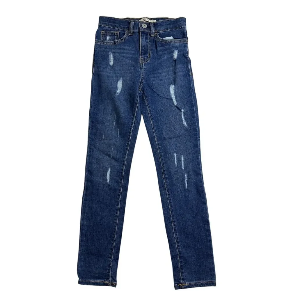 Levis Youth Girls‎ Jeans Medium 7/8 720 High Rise Super Skinny Distressed Denim